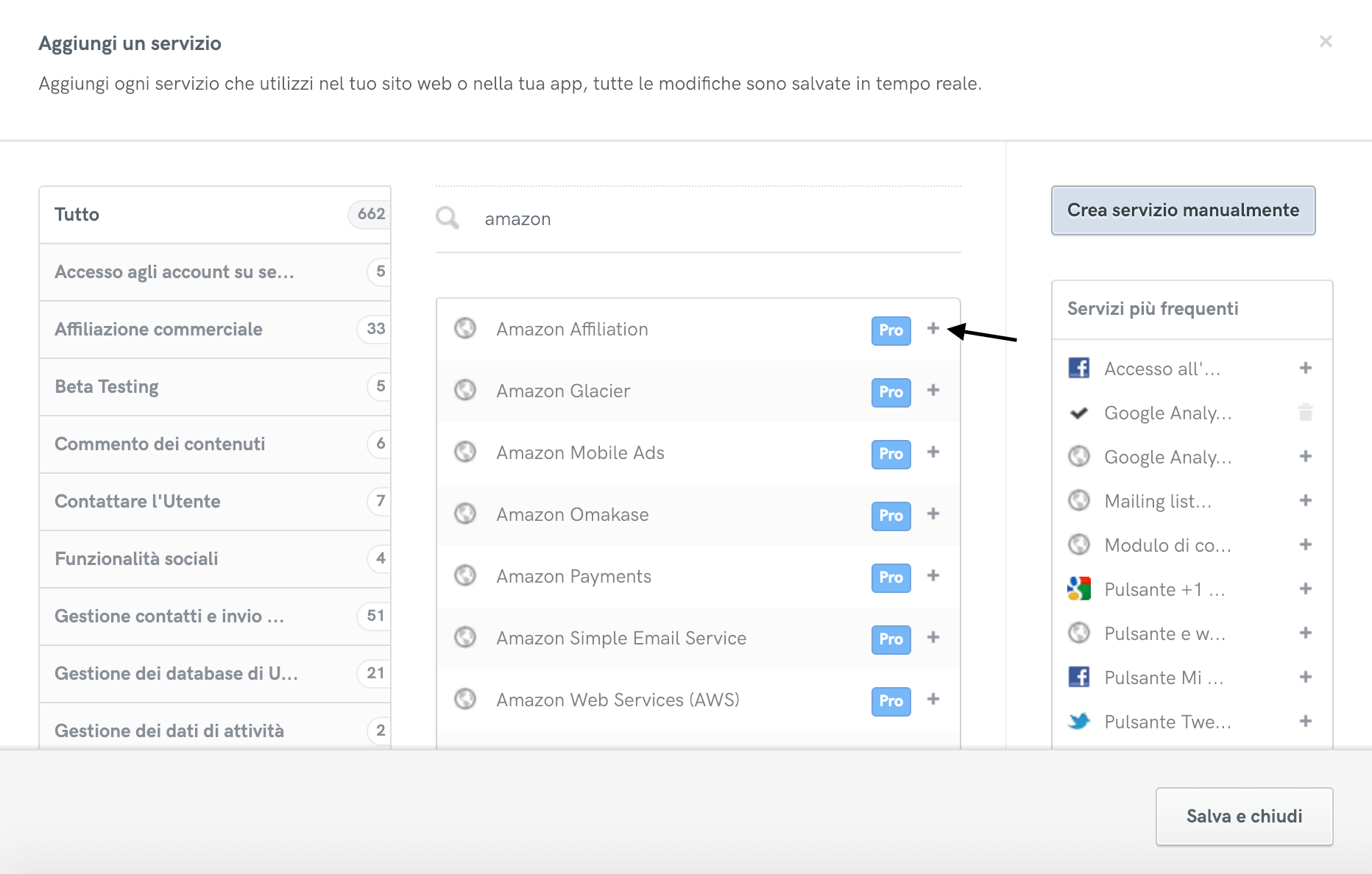 Aggiunta del servizio Amazon Affiliation alla privacy policy