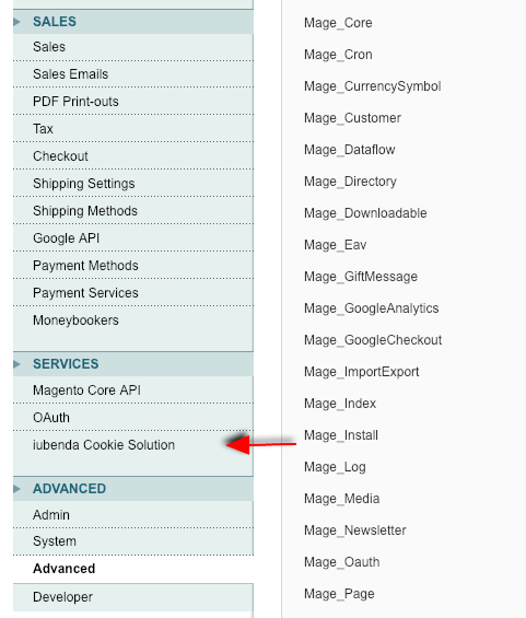 iubenda cookie solution custom scripts interface