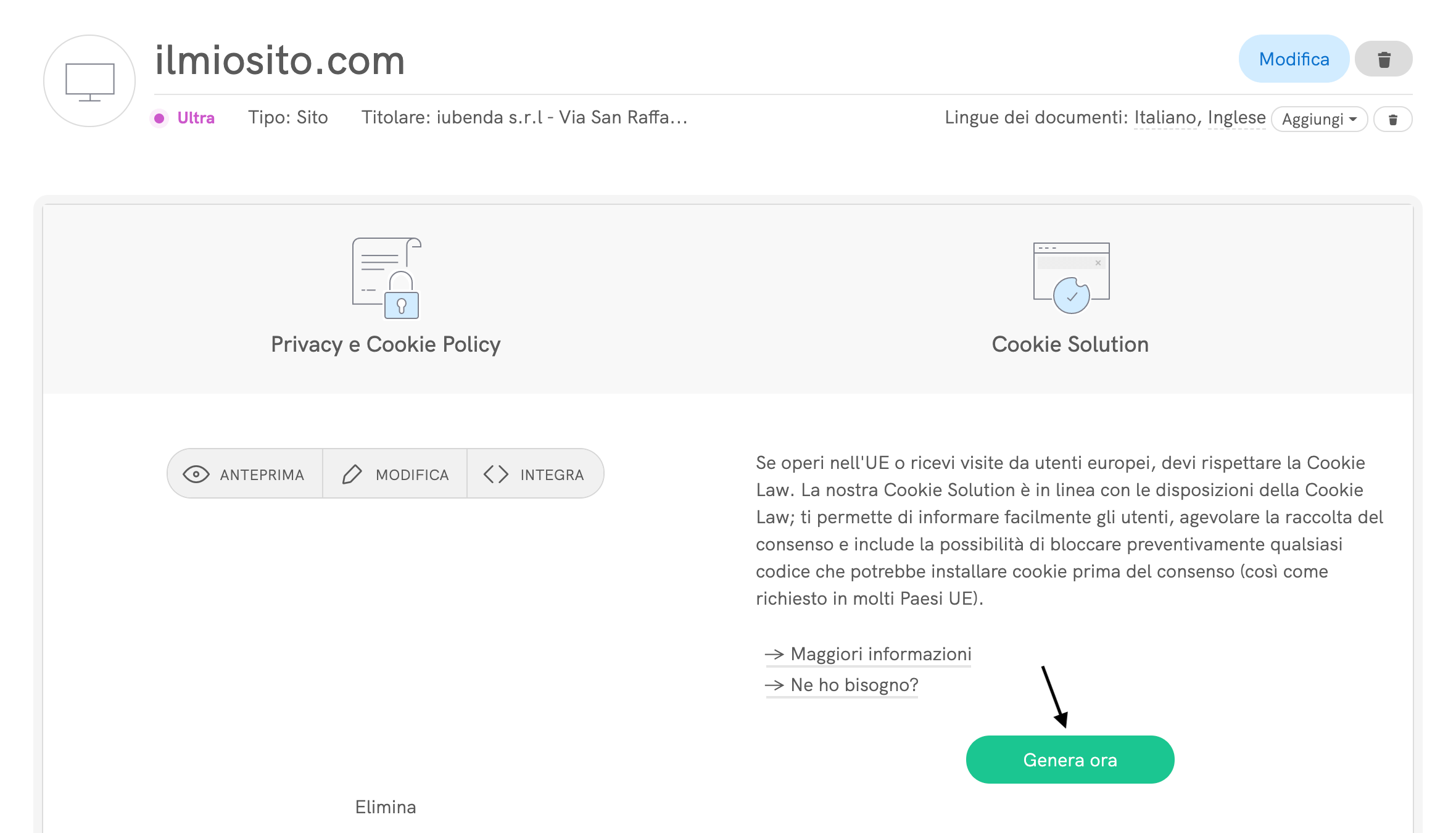 Creazione del cookie banner