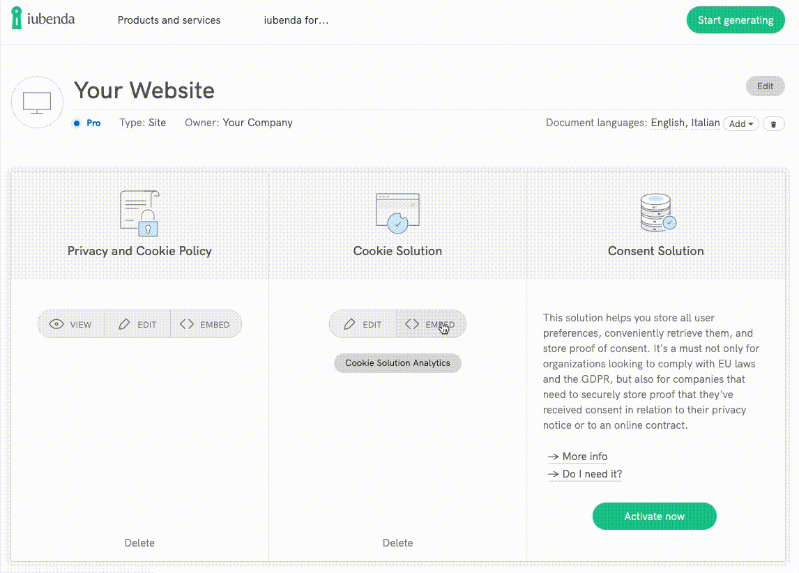 Cookie Solution - Embed the banner