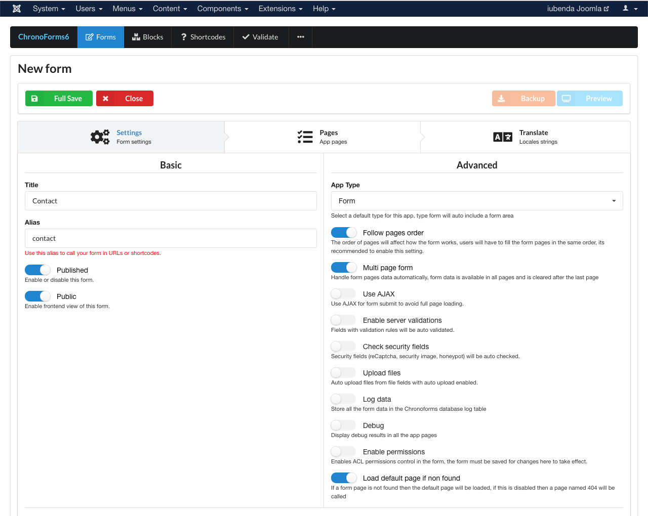 ChronoForms for Joomla! - New form