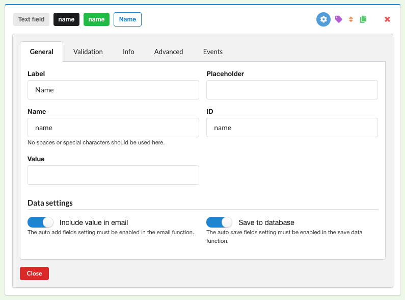 ChronoForms for Joomla! - Text field configuration