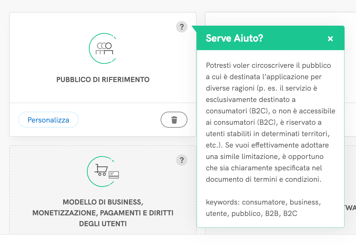 Termini e Condizioni - Aiuto