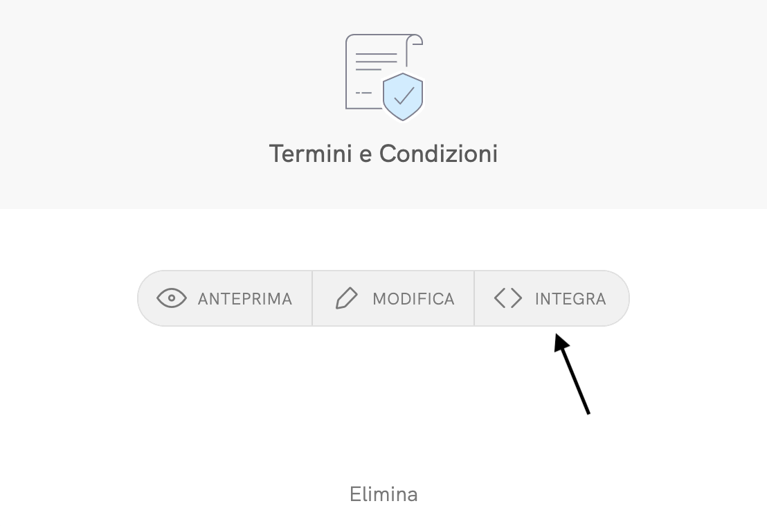 Termini e condizioni - Pulsante di integrazione