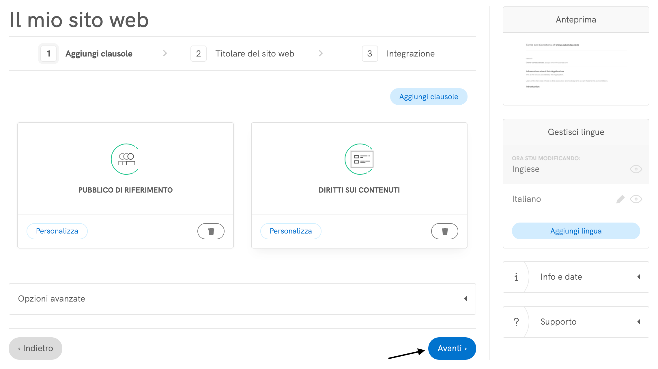 Termini e Condizioni - Titolare del sito web
