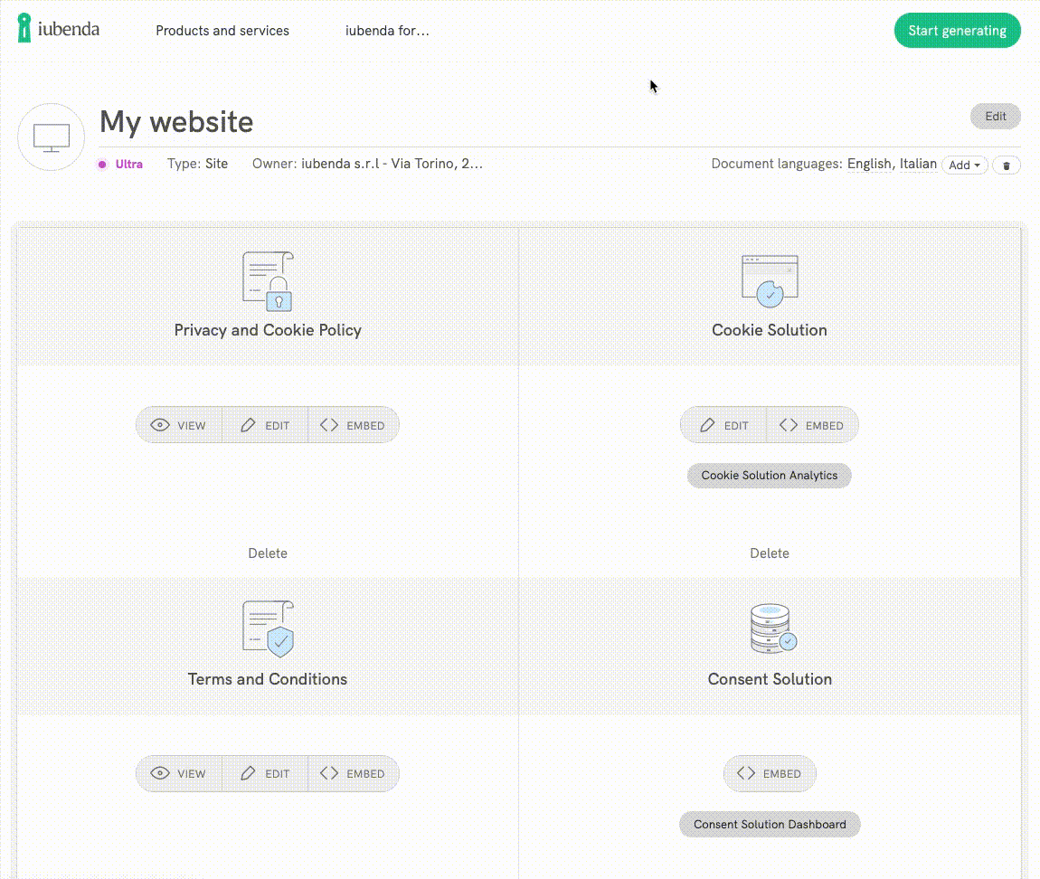 Conditions Générales - Modifiez vos informations
