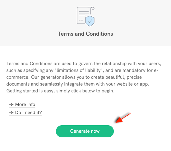 Start generating terms and conditions