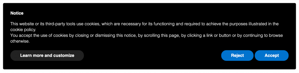 GDPR cookie banner example or EU cookie notice