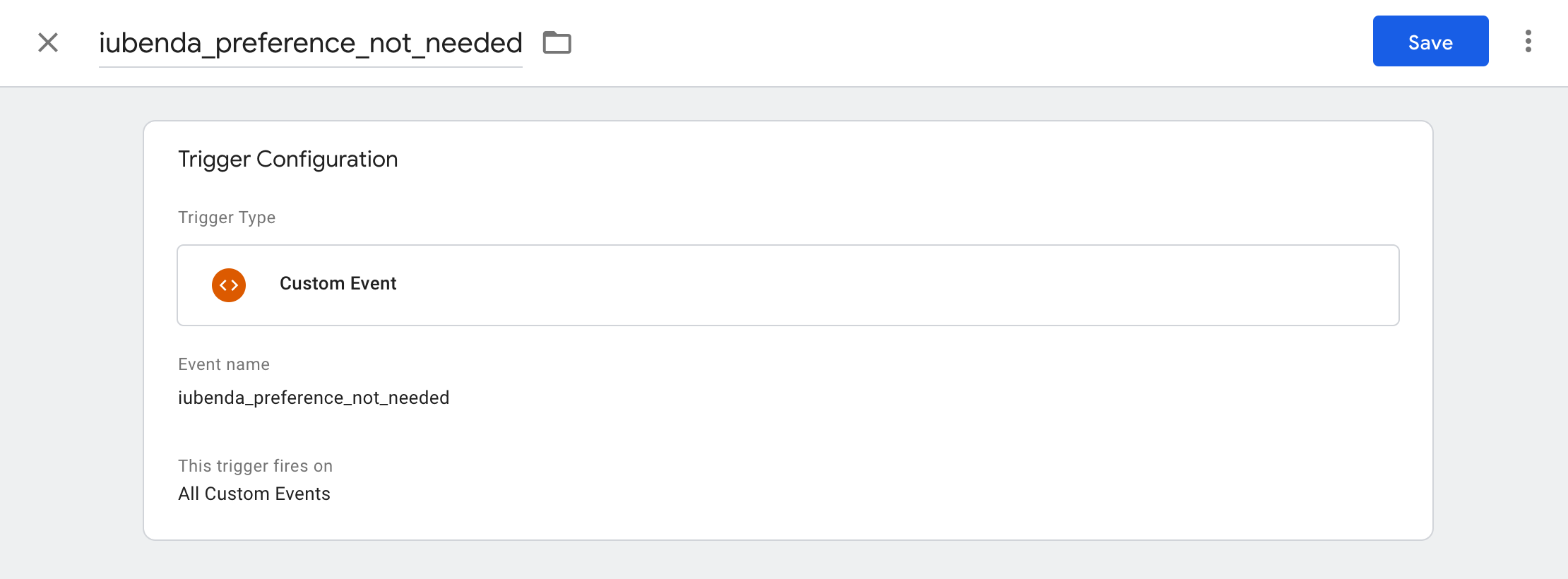 Google Tag Manager - iubenda_preference_not_needed trigger configuration