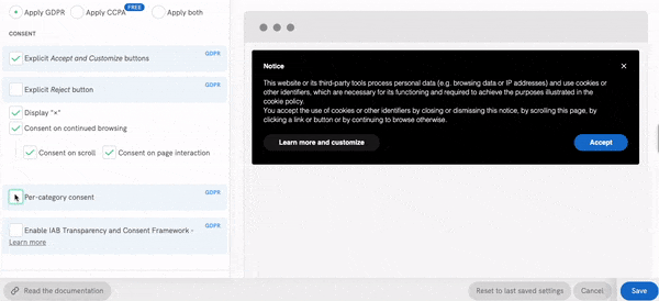 Per-category consent - iubenda Cookie Solution
