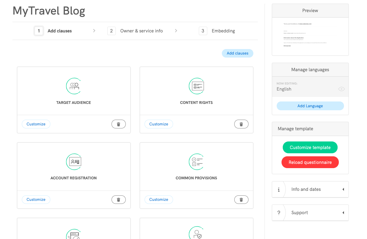 Terms and Conditions Generator for blogs