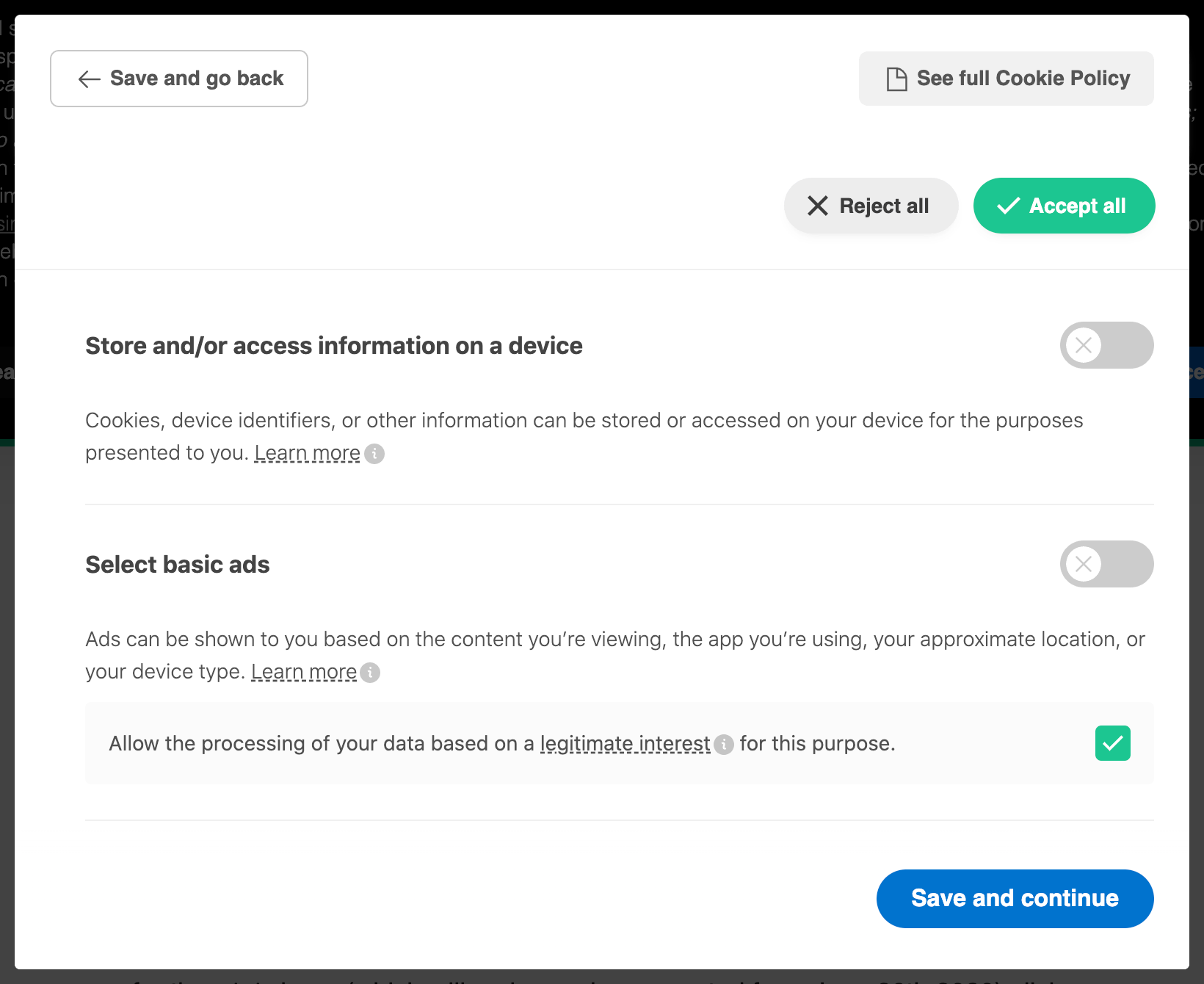 Consent Management Platform example - iubenda Privacy Controls and Cookie Solution with IAB Transparency and Consent Framework