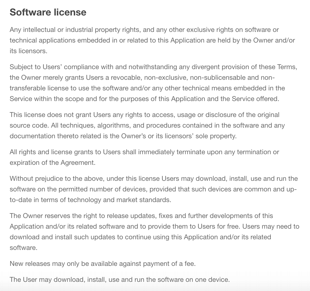 EULA - End User License Agreement sample