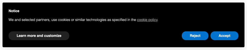 iubenda's cookie banner