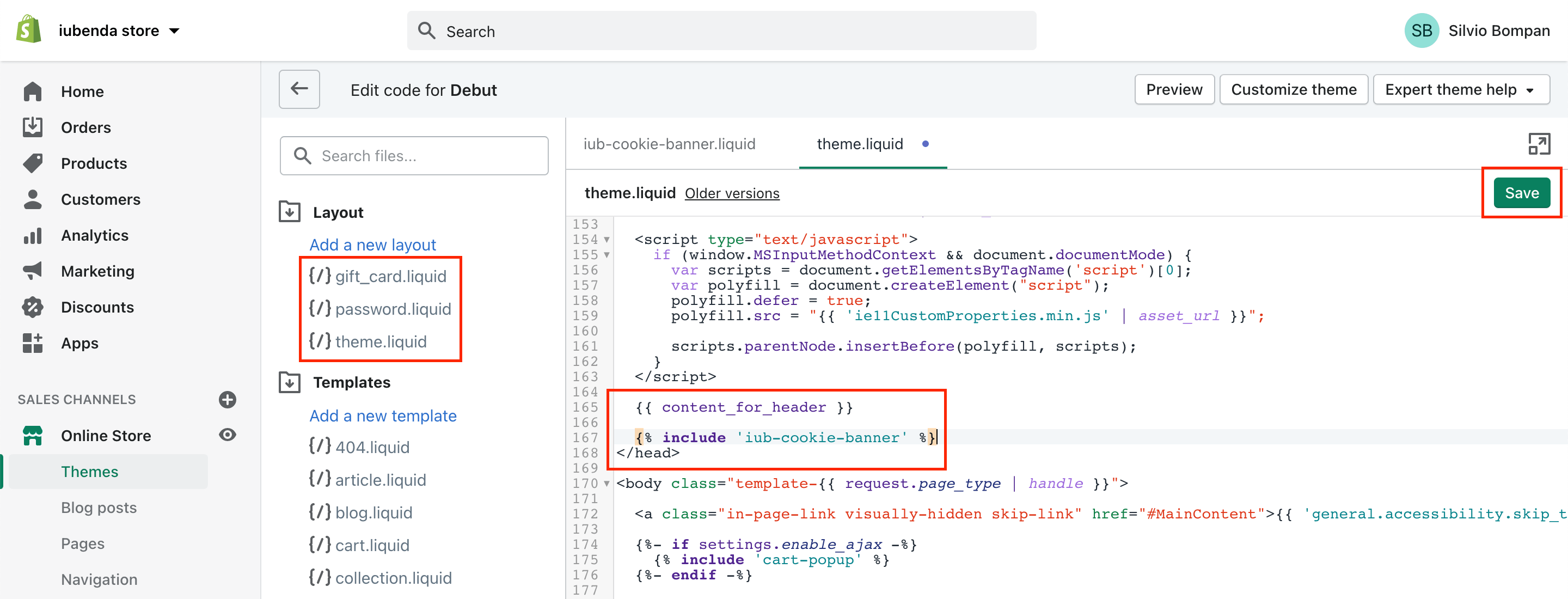 Shopify - theme.liquid
