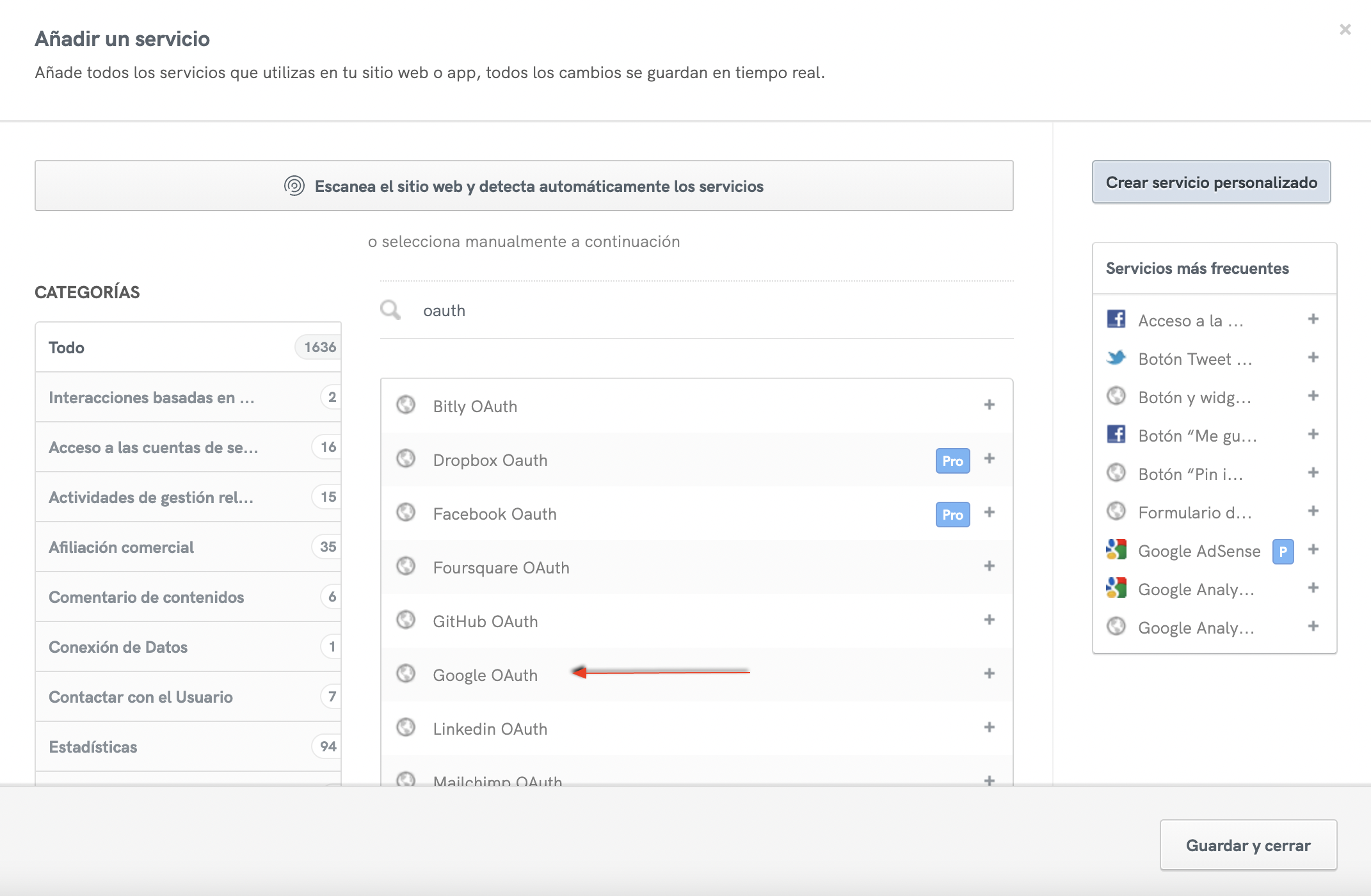 Política de Privacidad de iubenda: Servicio de Google OAuth