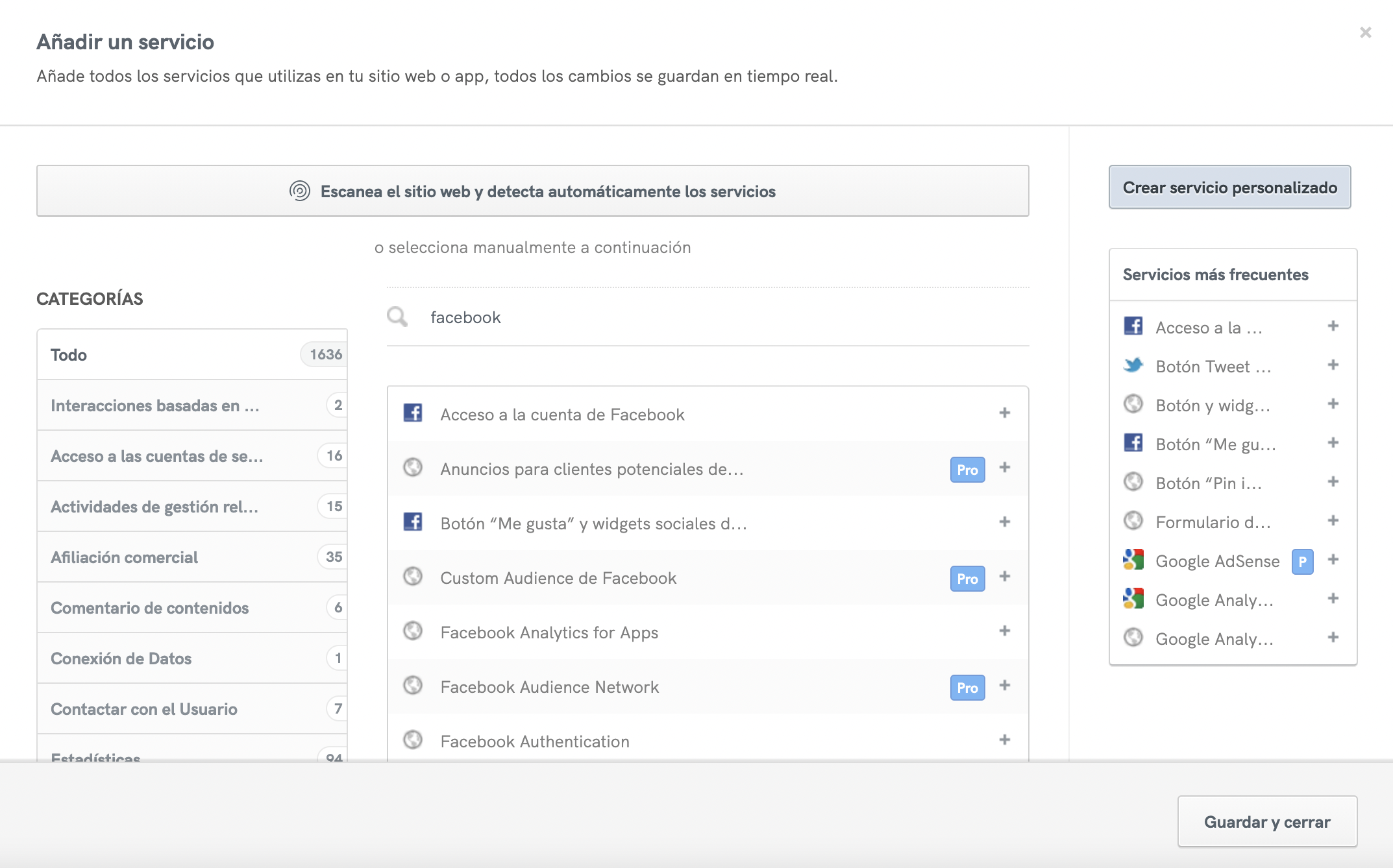 Agrega los servicios de Facebook a tu política de privacidad