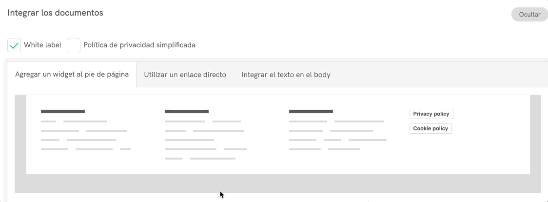 Activate White label option to remove iubenda branding