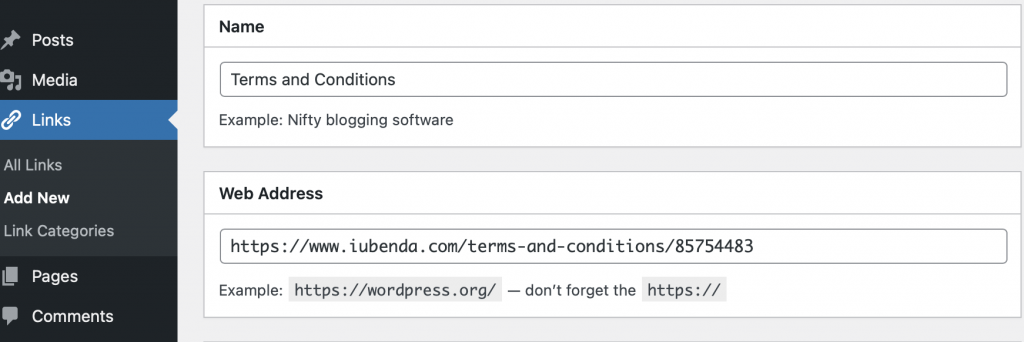 Cómo añadir un documento de Términos y Condiciones en WordPress.com