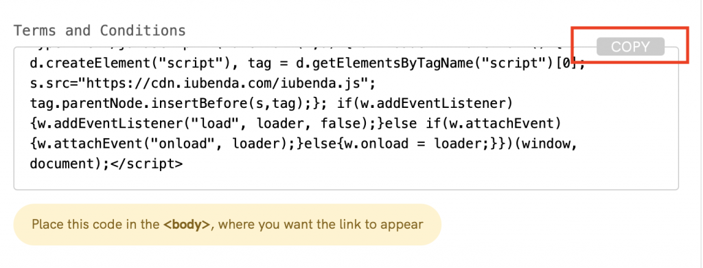 How to add Terms and Conditions on Ghost