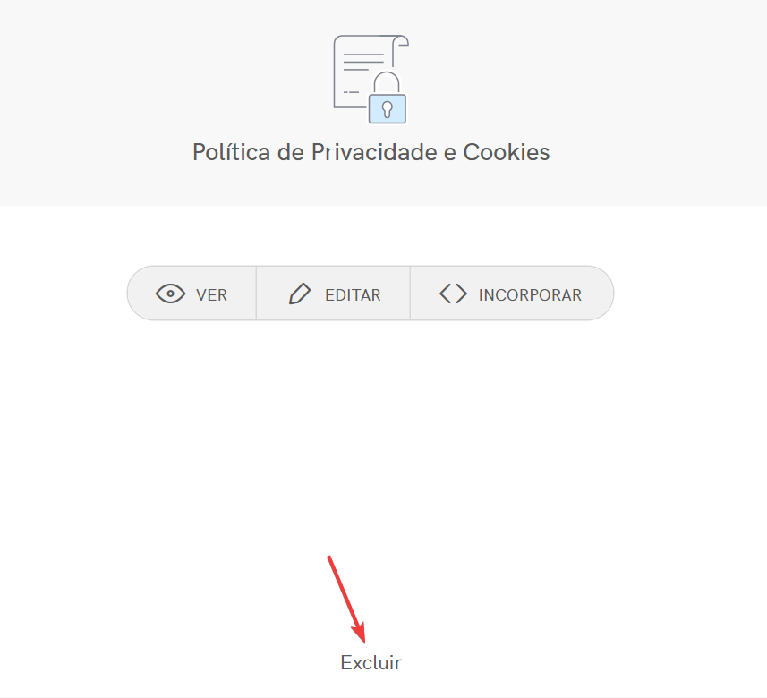 Clique no link de Deletar na parte inferior da janela da Política de Privacidade e Cookies