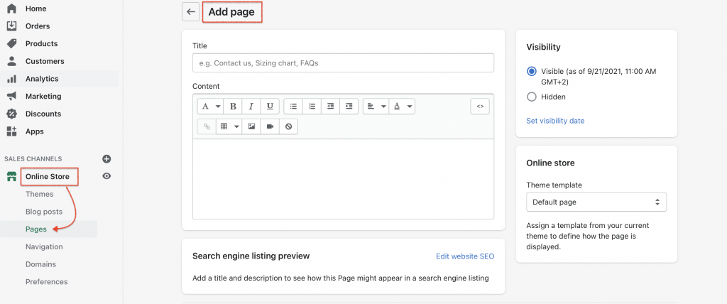 Come aggiungere Termini e Condizioni a Shopify