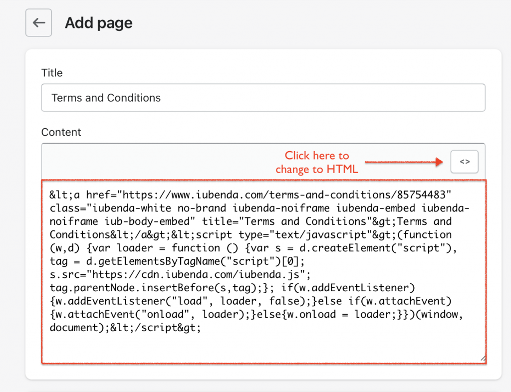 Come aggiungere Termini e Condizioni a Shopify