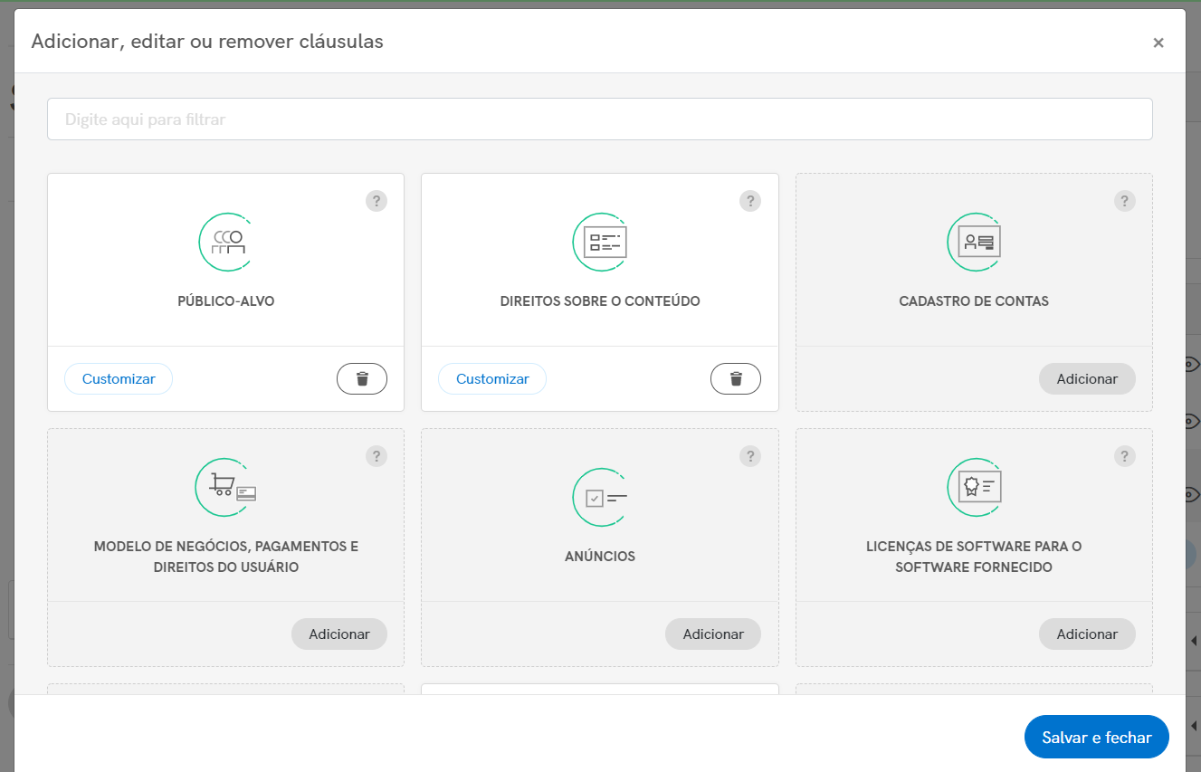 mensagem de primeiro uso