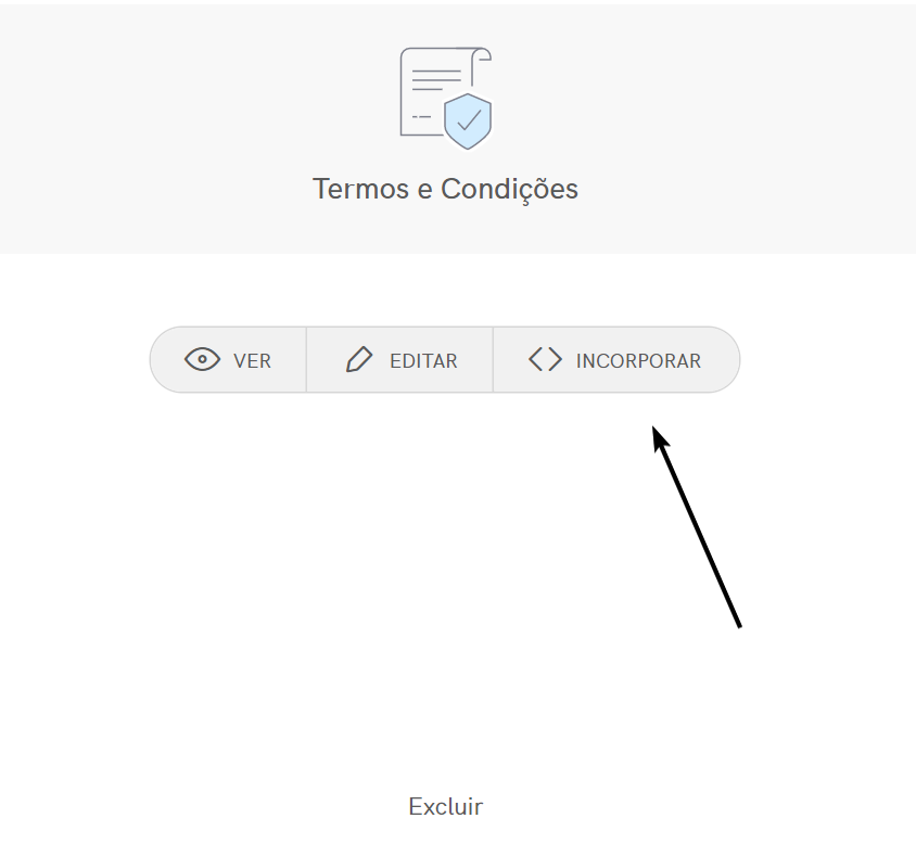 Termos e Condições – botão Integrar