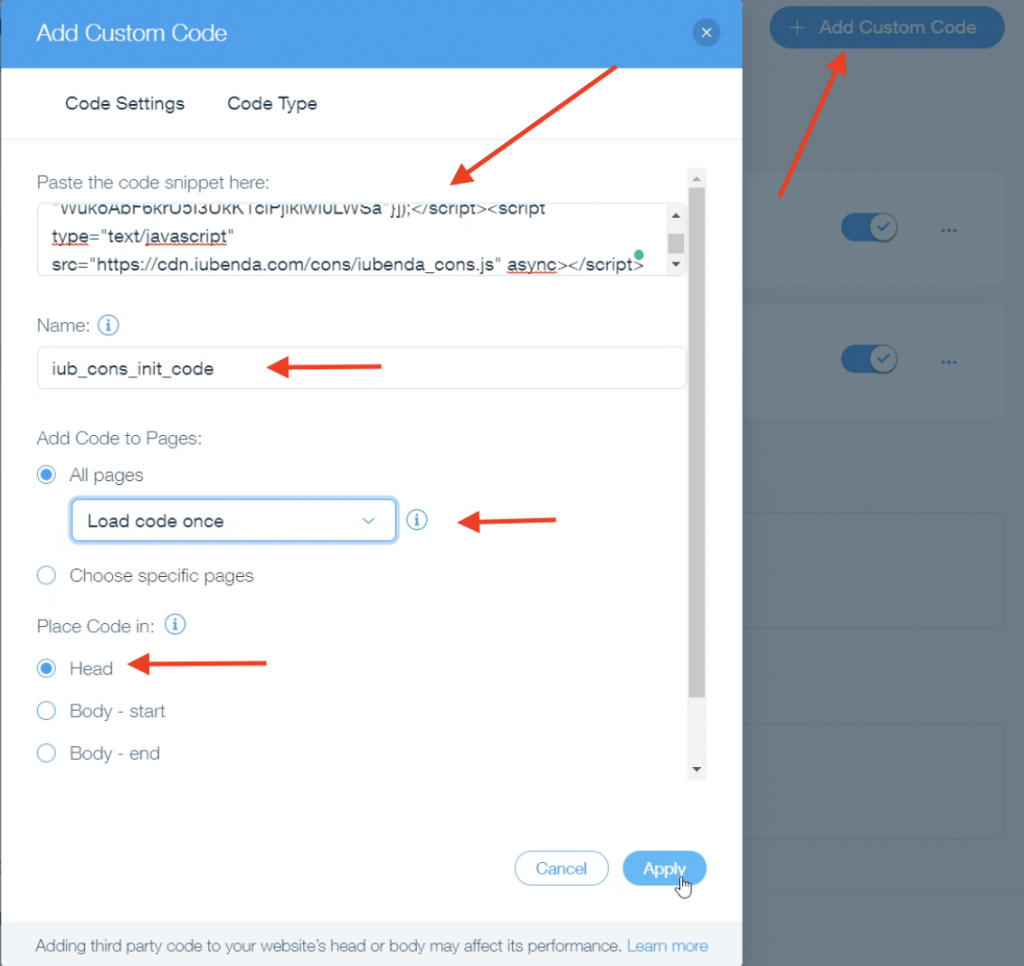 Consent Solution for Wix