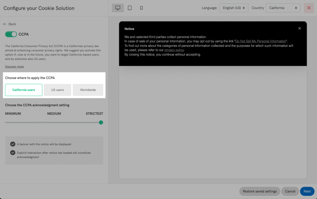 CCPA alleen van toepassing op gebruikers in Californië