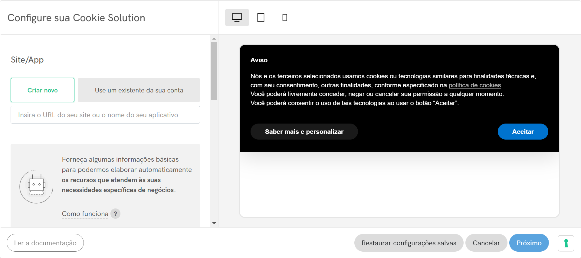 Customizando a Privacy Controls and Cookie Solution