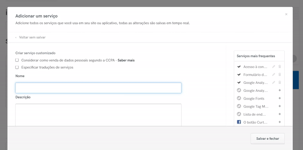 Adicionar um serviço customizado