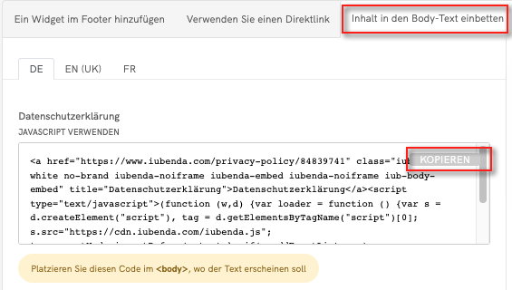 Wie man eine Datenschutzerklärung in Weebly einfügt