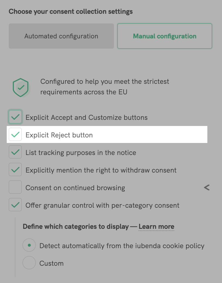 explicit reject button