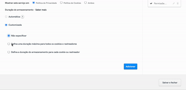 Como especificar o prazo de cada cookie