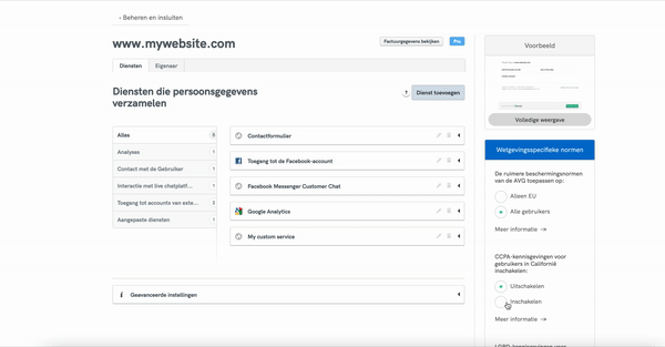 Cookiebeleid activeren