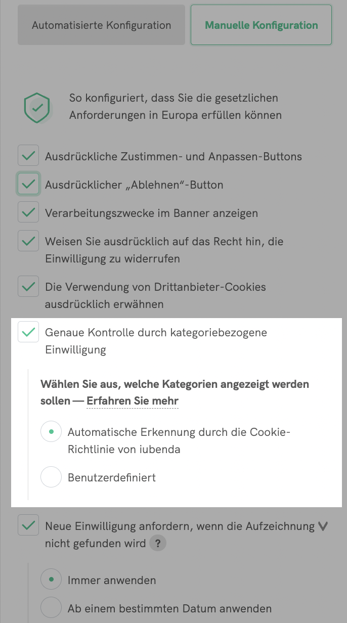 Granulare Einwilligung