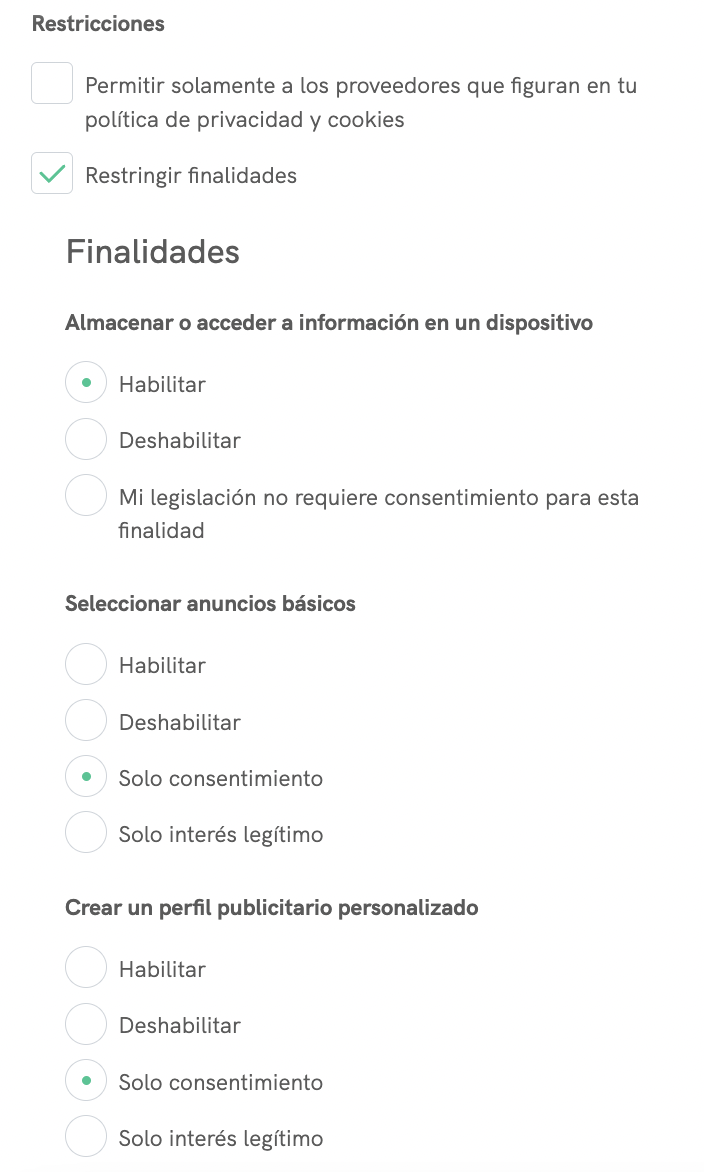 restringir finalidades