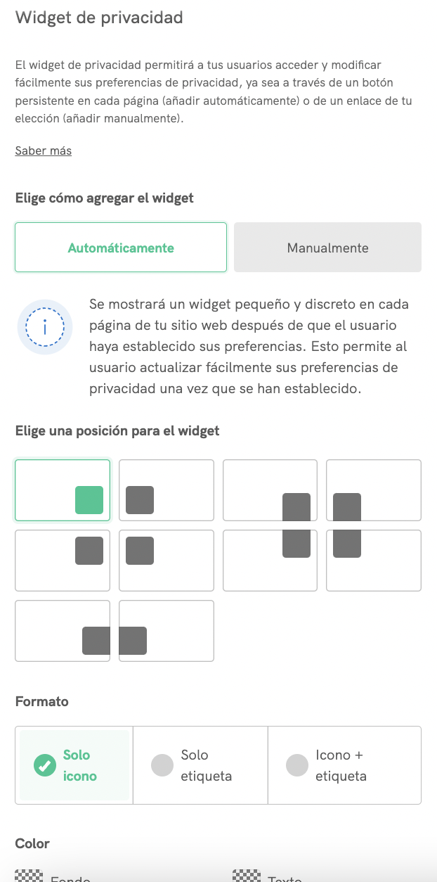 widget de privacidad