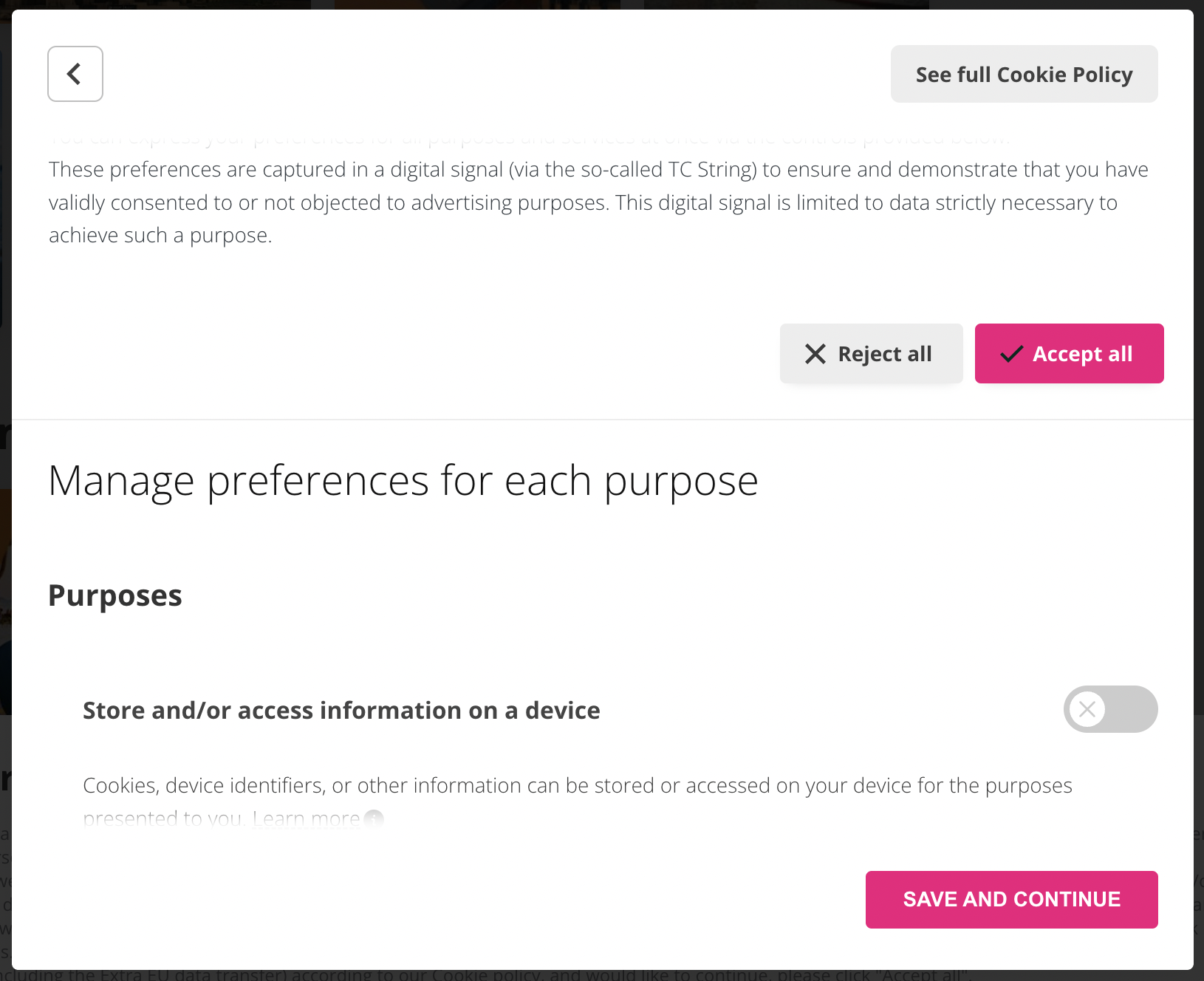 TCF advertising tracking preferences - iubenda Cookie Solution