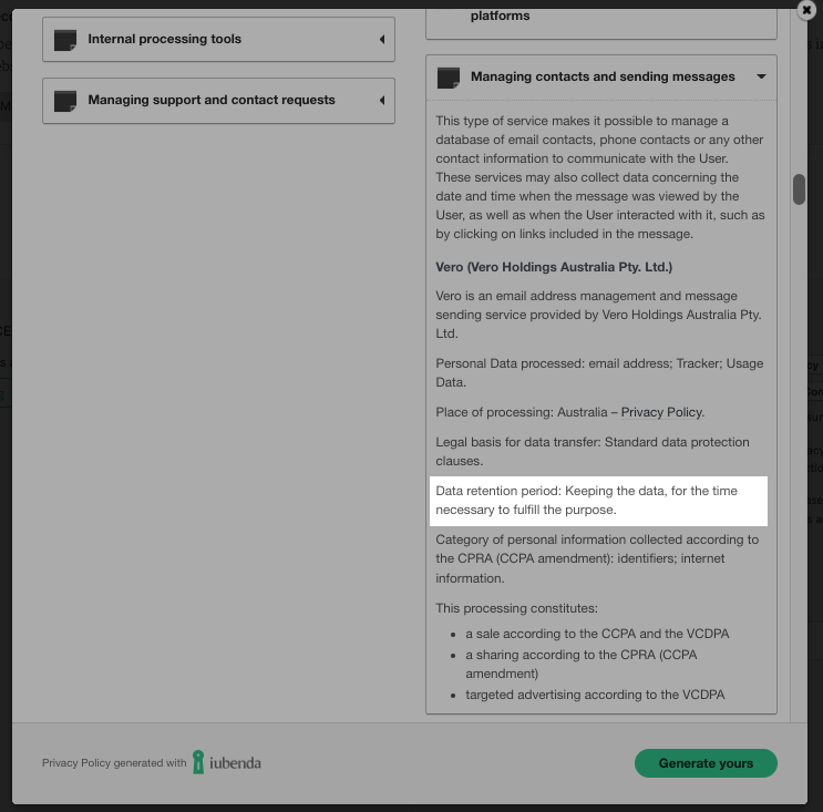 data retention policy