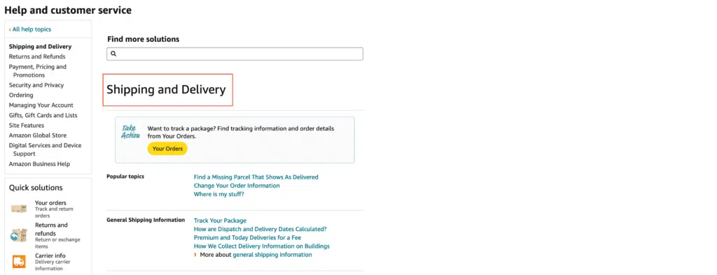 shipping information - amazon