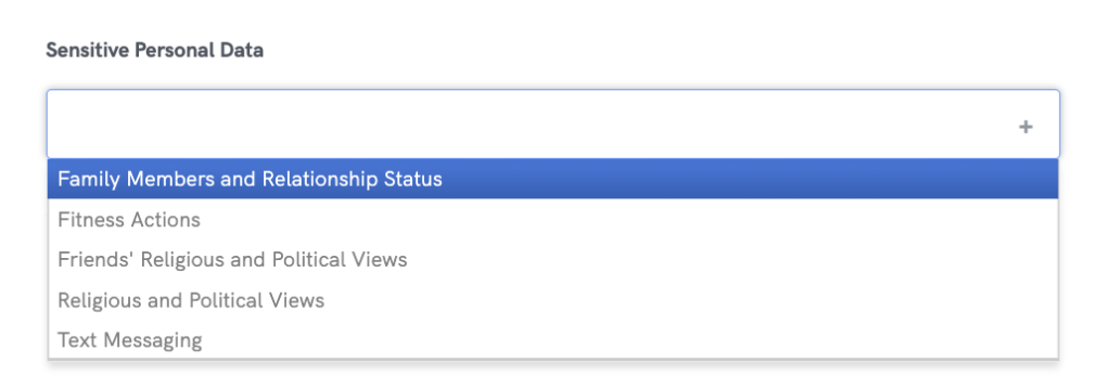 Sensitive Personal Data types