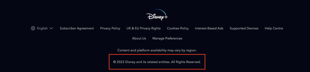 copyright notice disney