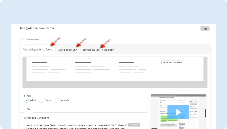 free cookie policy generator embed