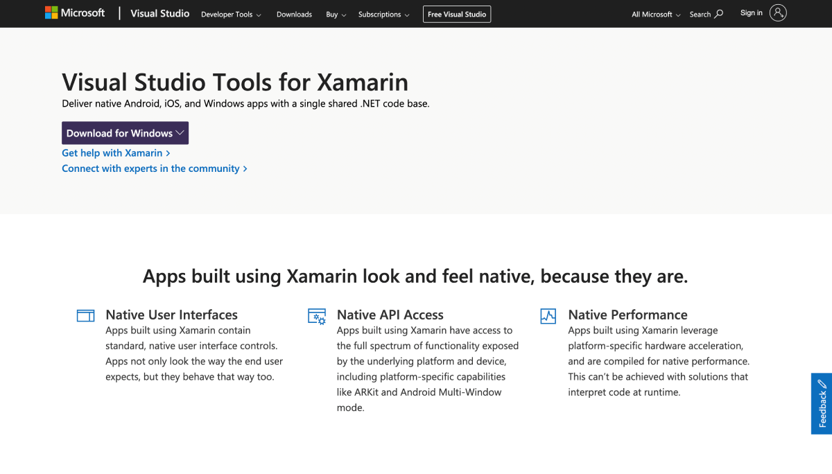 mobile app development tools xamarin