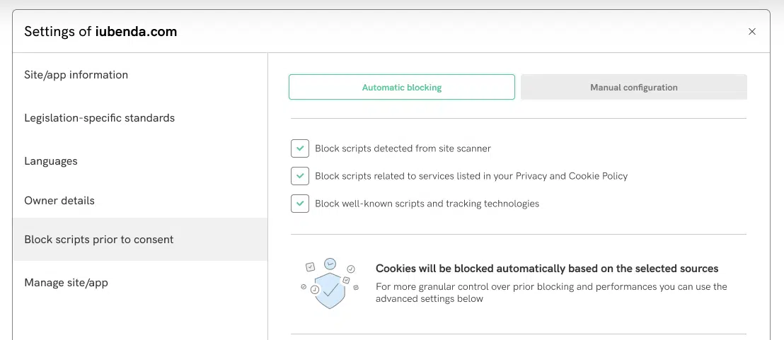 Painel de bloqueio automático