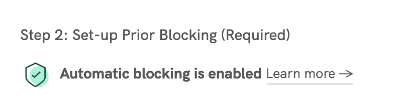 Autoblocking enabled iubenda