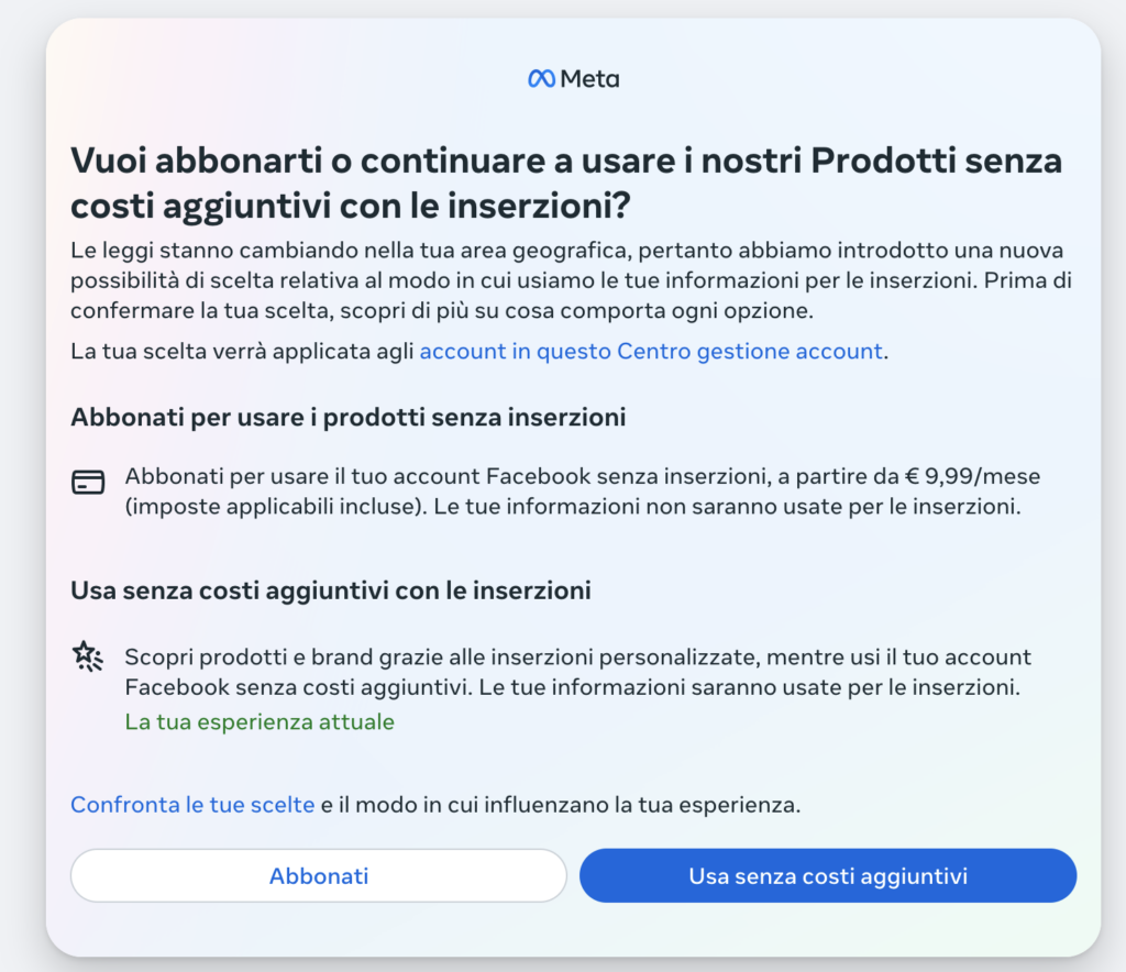 Facebook a pagamento